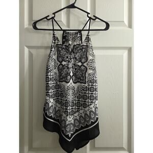 Iz Byer Womans Handkerchief Hem Camisole Tank Top Black /White Small